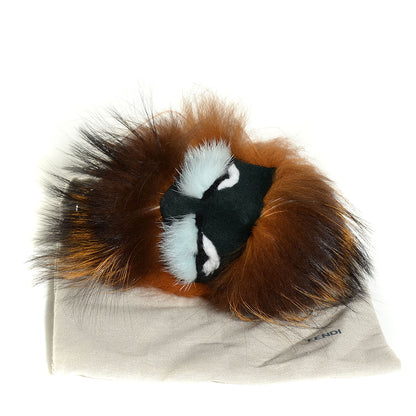 Fendi Fox Mink Rabbit Fur Vitello Flamingo Kooky Monster Bag Bug Charm Zucca Multicolor Black 5 of 5