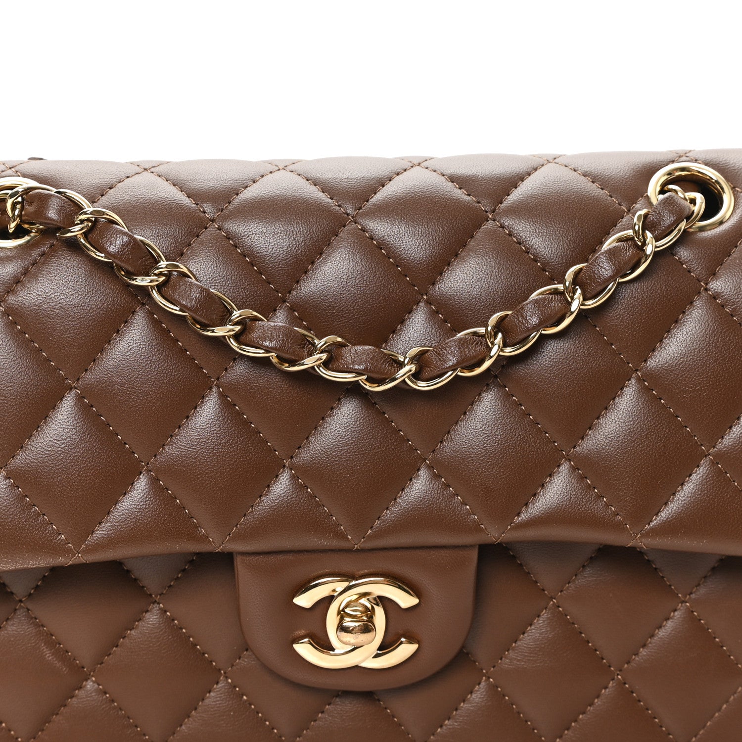 Chanel Lambskin Quilted Small Double Flap Dark Brown 7 of 10