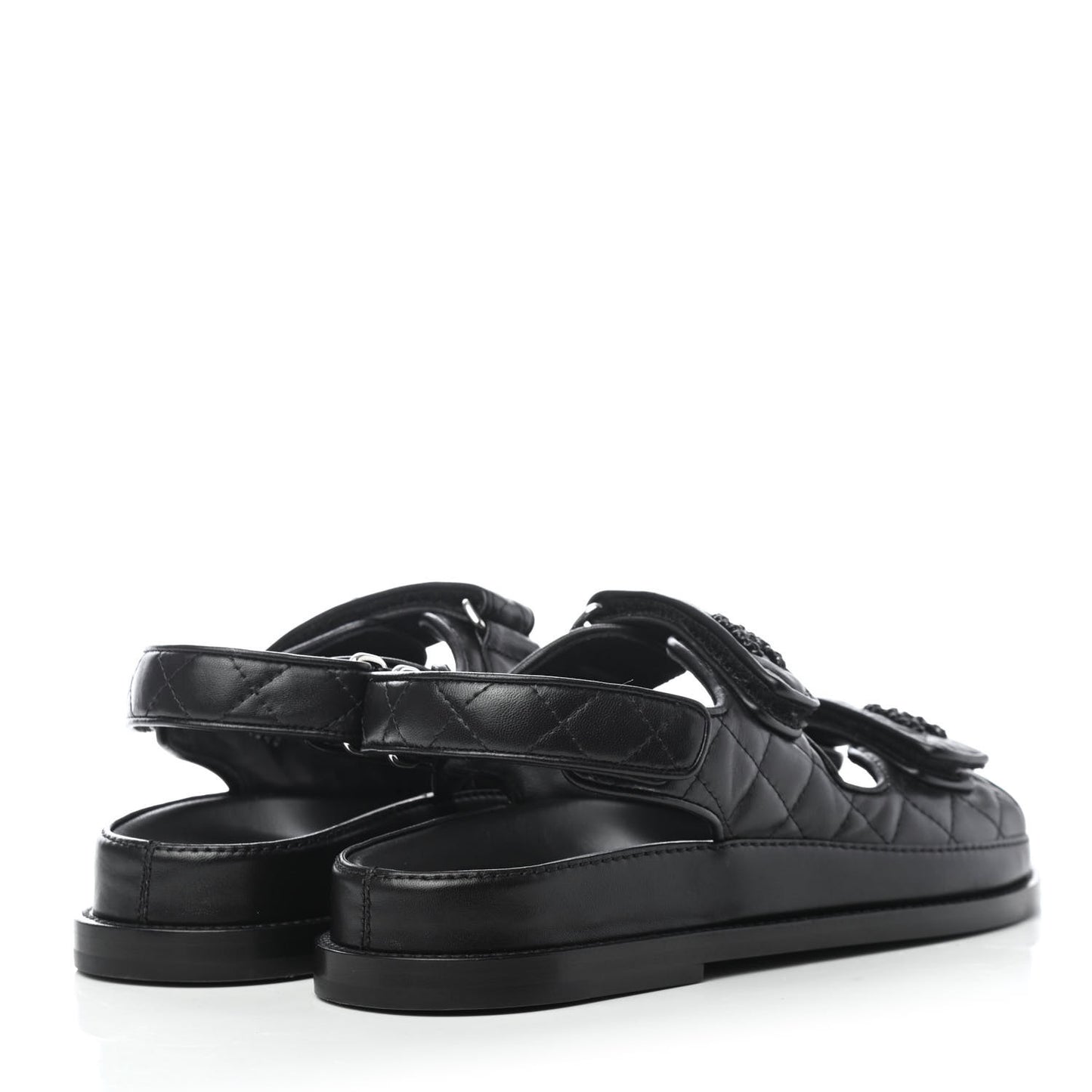 Lambskin Velcro Dad Sandals 35.5 Black