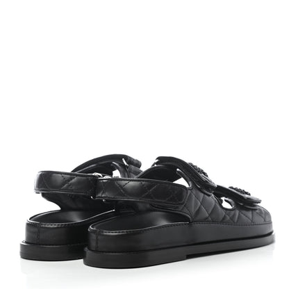 Chanel Lambskin Velcro Dad Sandals 35.5 Black 3 of 4