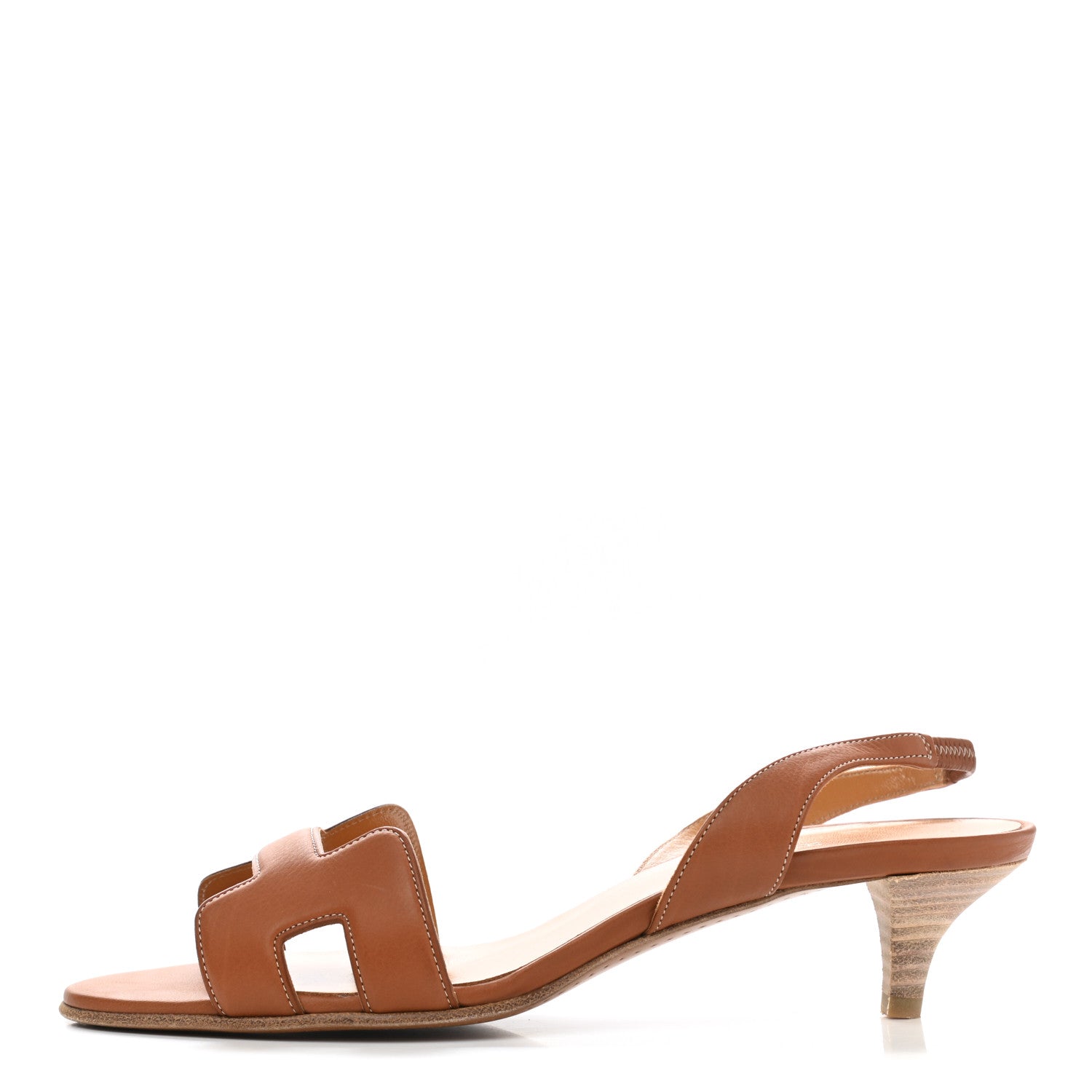 Hermes Calfskin Ottomane Slingback Sandals 37.5 Gold 1 of 8