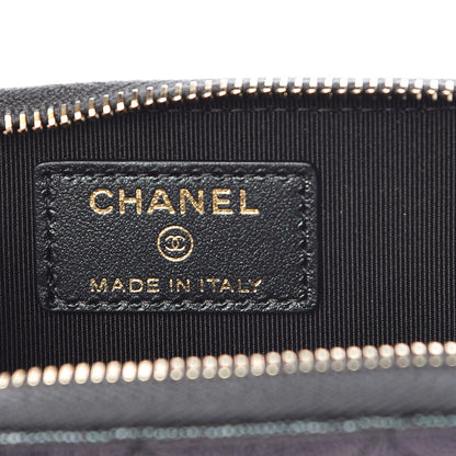 Chanel Iridescent Caviar Quilted Zipped Key Holder Case Black 7 of 8
