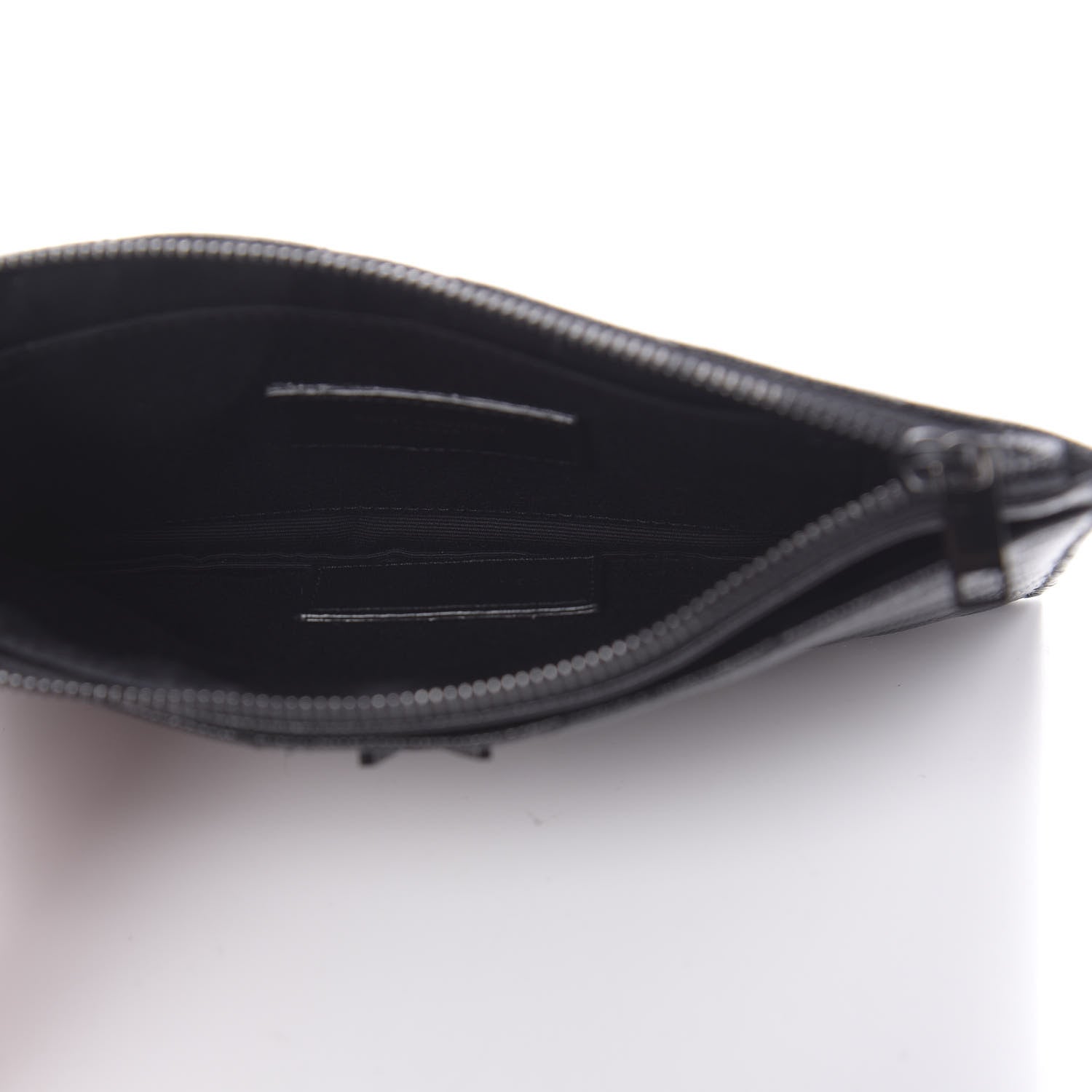 Saint Laurent Grain De Poudre Chevron Monogram Bill Pouch Black 5 of 8