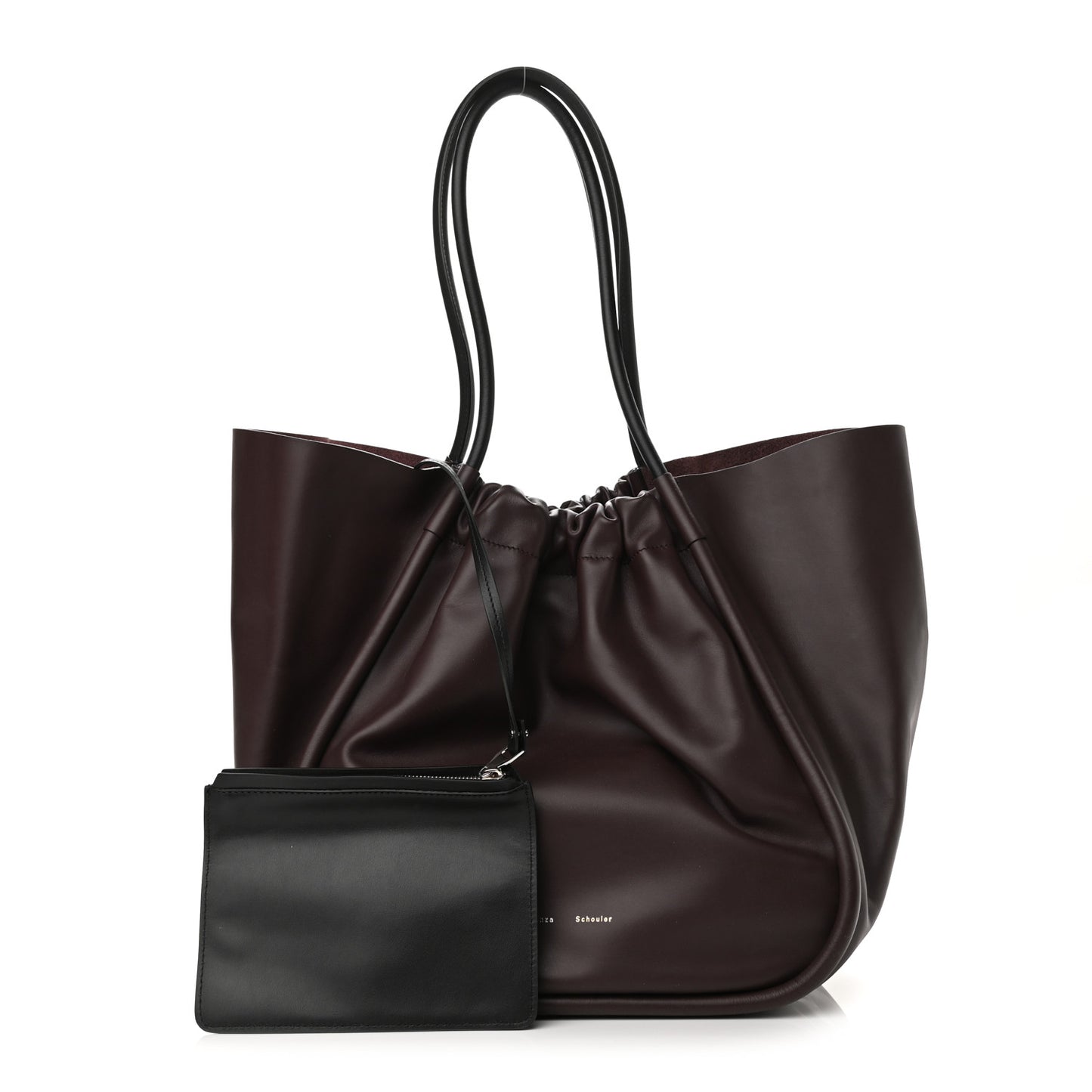 Calfskin XL Ruched Tote Chocolate Plum
