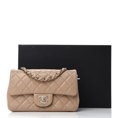 Chanel Lambskin Quilted Mini Rectangular Flap Dark Beige 11 of 11