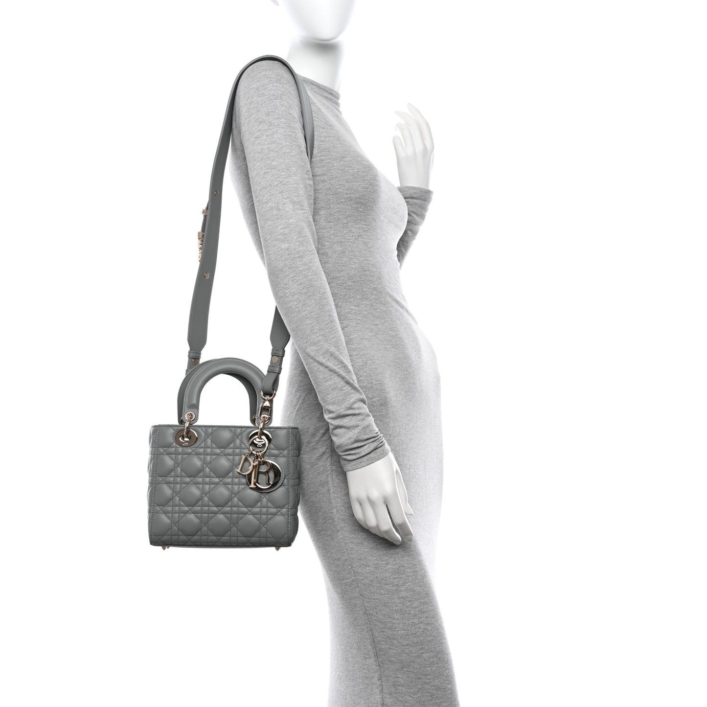 Lambskin Cannage Small My ABCDior Lady Dior Grey