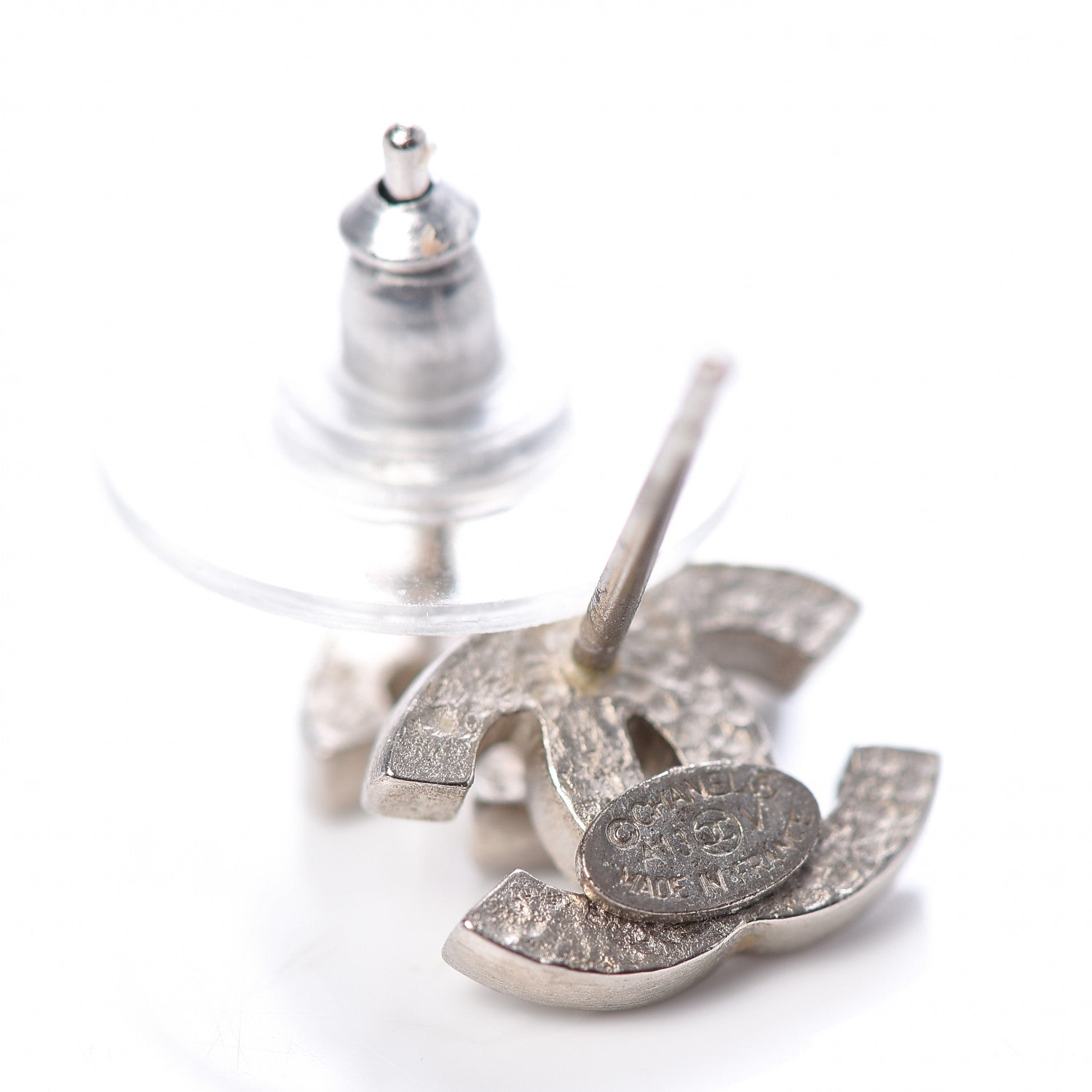 Chanel Crystal Mini Timeless CC Earrings Silver 4 of 5