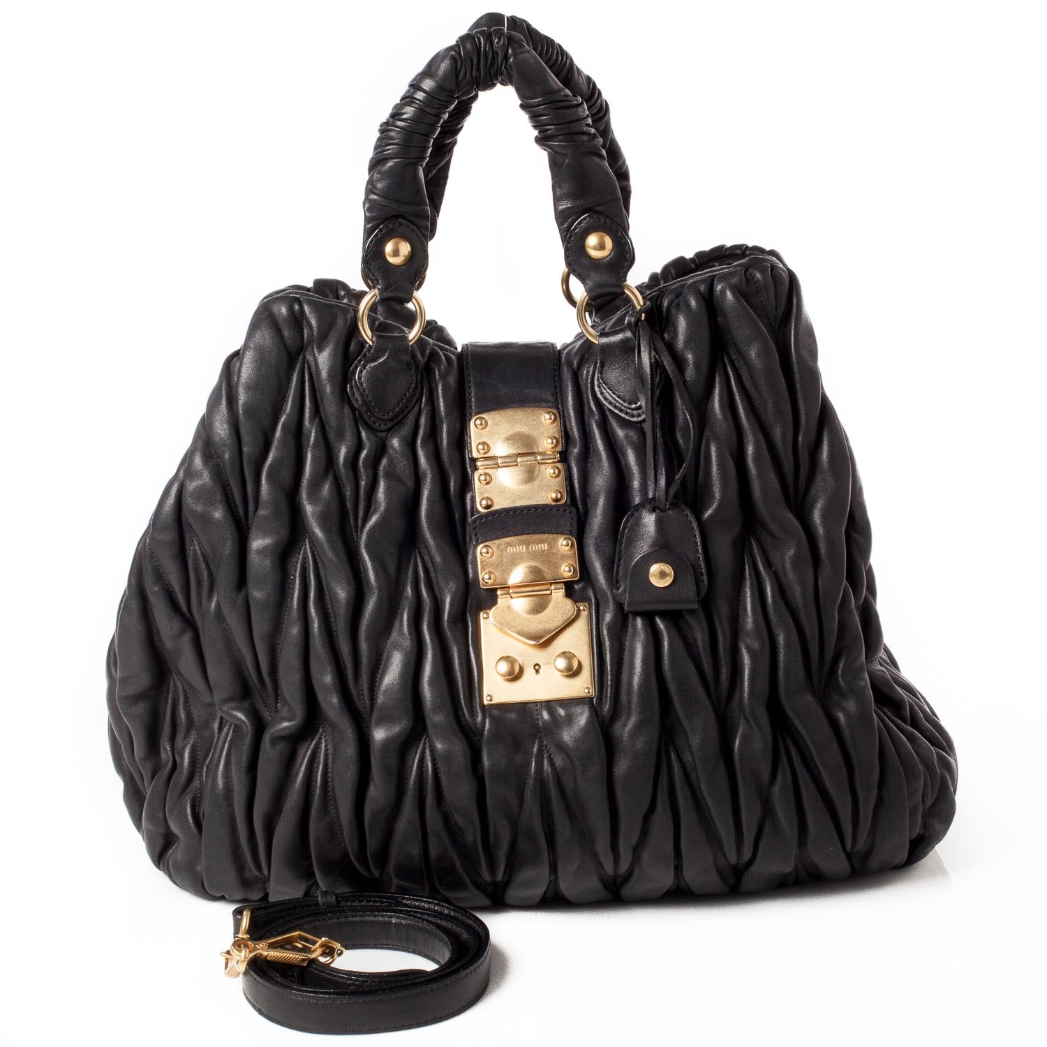 Miu Miu Leather Matelasse Tote Black 1 of 9