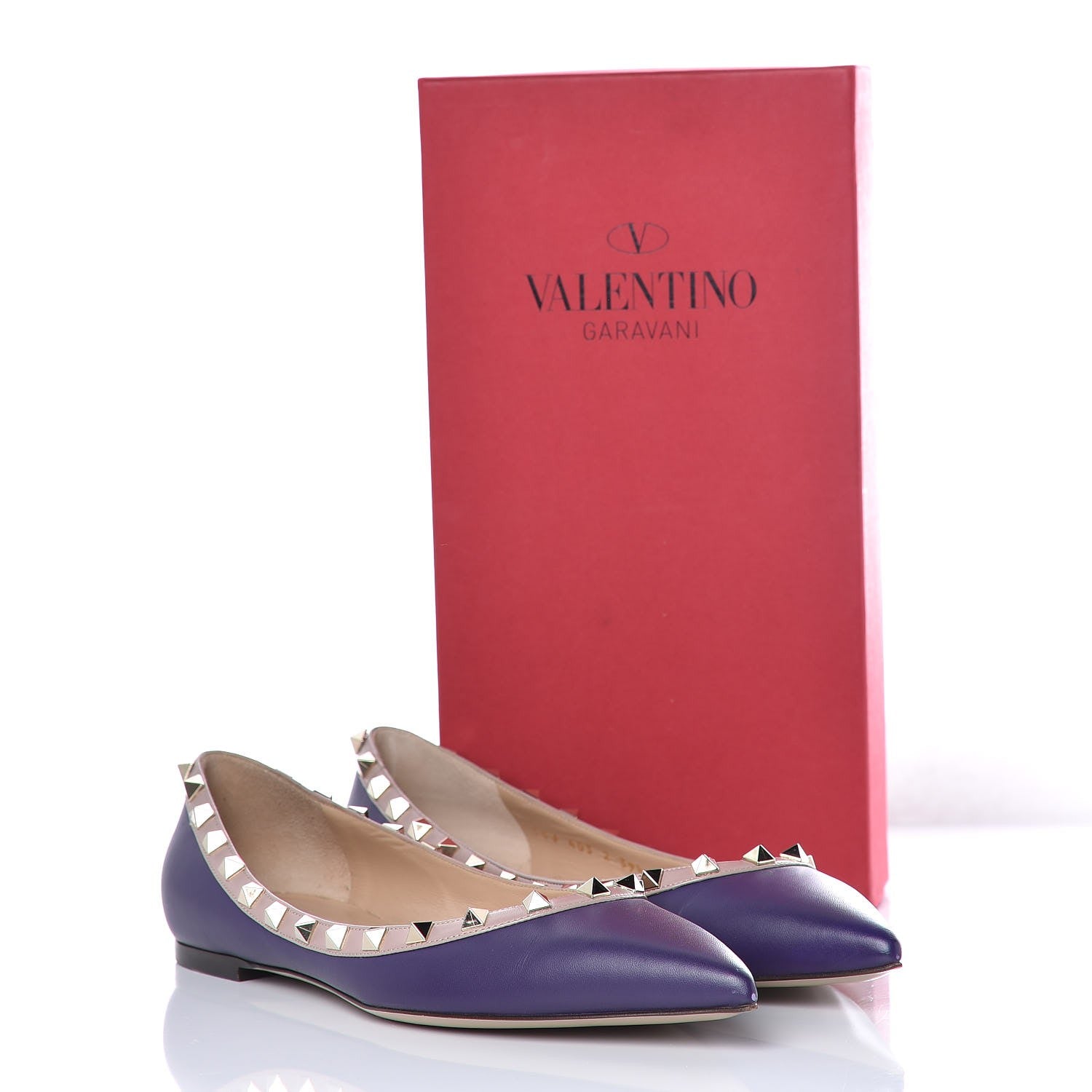 Valentino Garavani Calfskin Rockstud Ballerina Flats 39.5 Purple Poudre 9 of 9