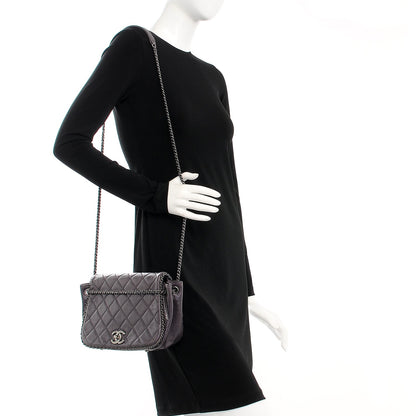 Chanel Calfskin Quilted Small CC Enchained Accordion Flap Purple 2 of 7