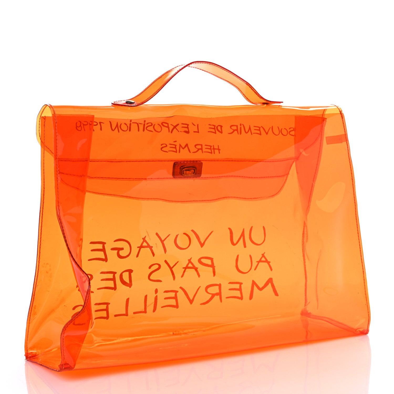 Hermes Vinyl Souvenir De L'Exposition Kelly Orange 3 of 11