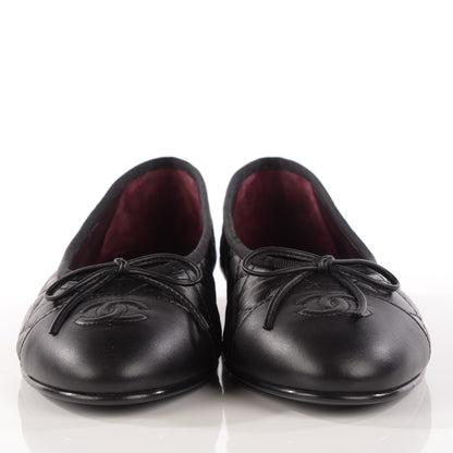 Chanel Aged Calfskin Quilted Cap Toe Ballerina Flats 40 Black 2 of 25