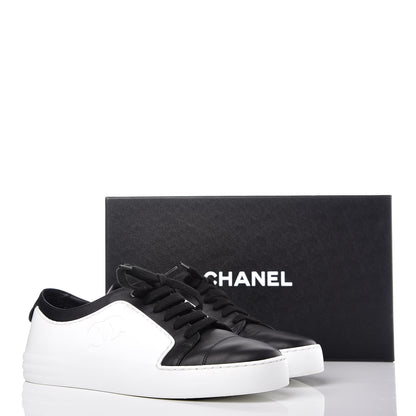 Chanel Calfskin Gum Womens CC Sneakers 41 Black White 14 of 14