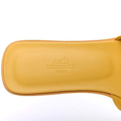 Hermes Calfskin Oran Sandals 37 Jaune Citron 7 of 9