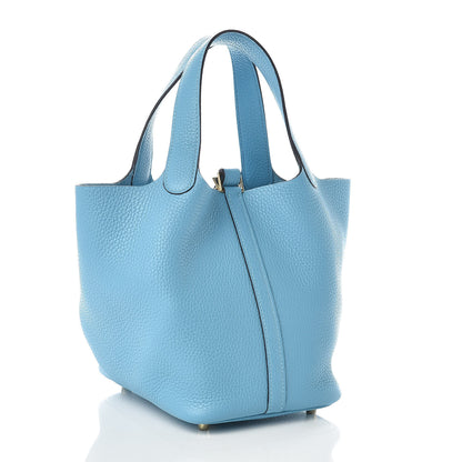 Hermes Taurillon Clemence Picotin Lock 18 PM Bleu Du Nord 3 of 10