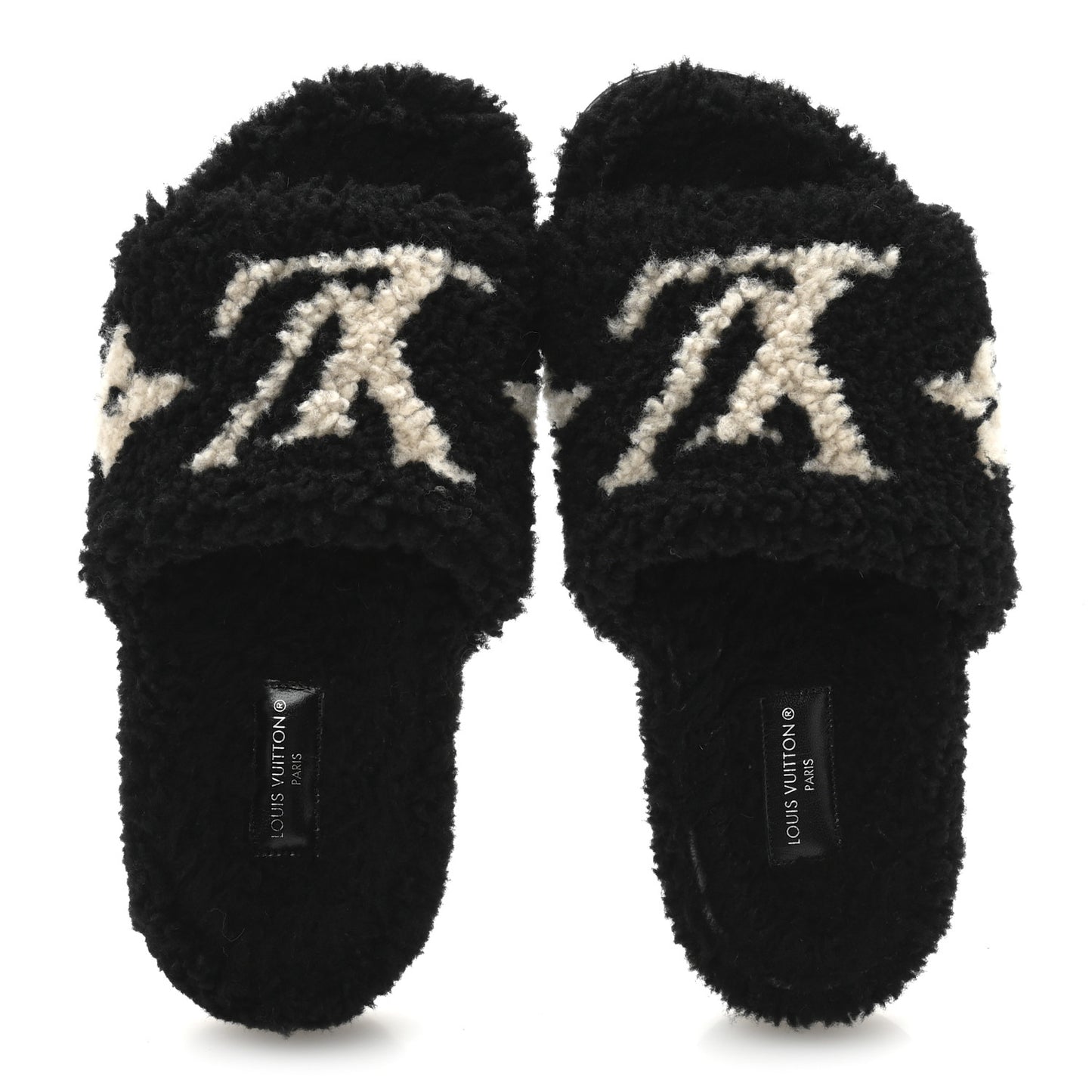Shearling Monogram Giant Paseo Flat Comfort Mule 36 Black