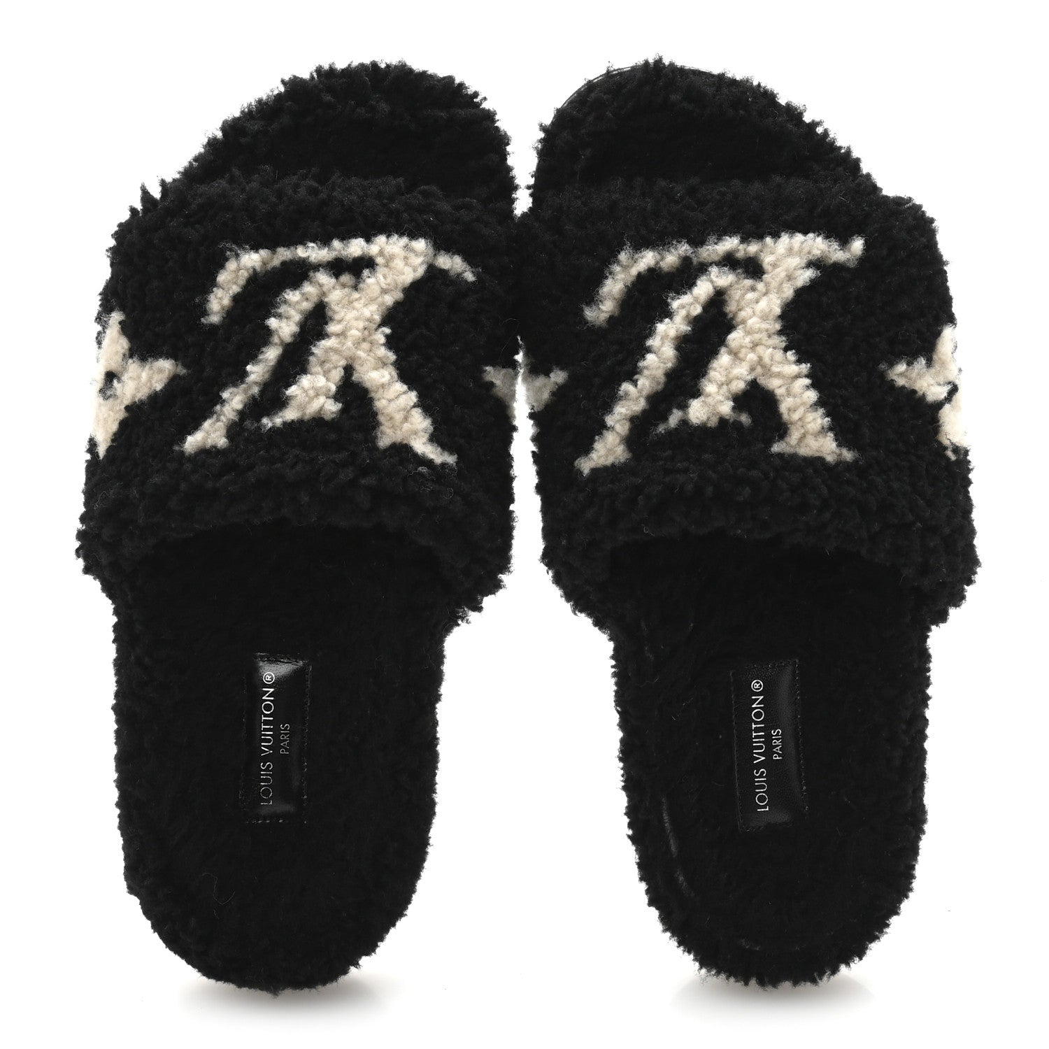 Louis Vuitton Shearling Monogram Giant Paseo Flat Comfort Mule 36 Black 2 of 10