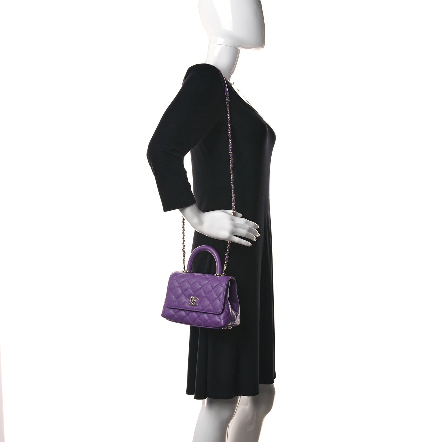 Caviar Quilted Extra Mini Coco Handle Flap Purple