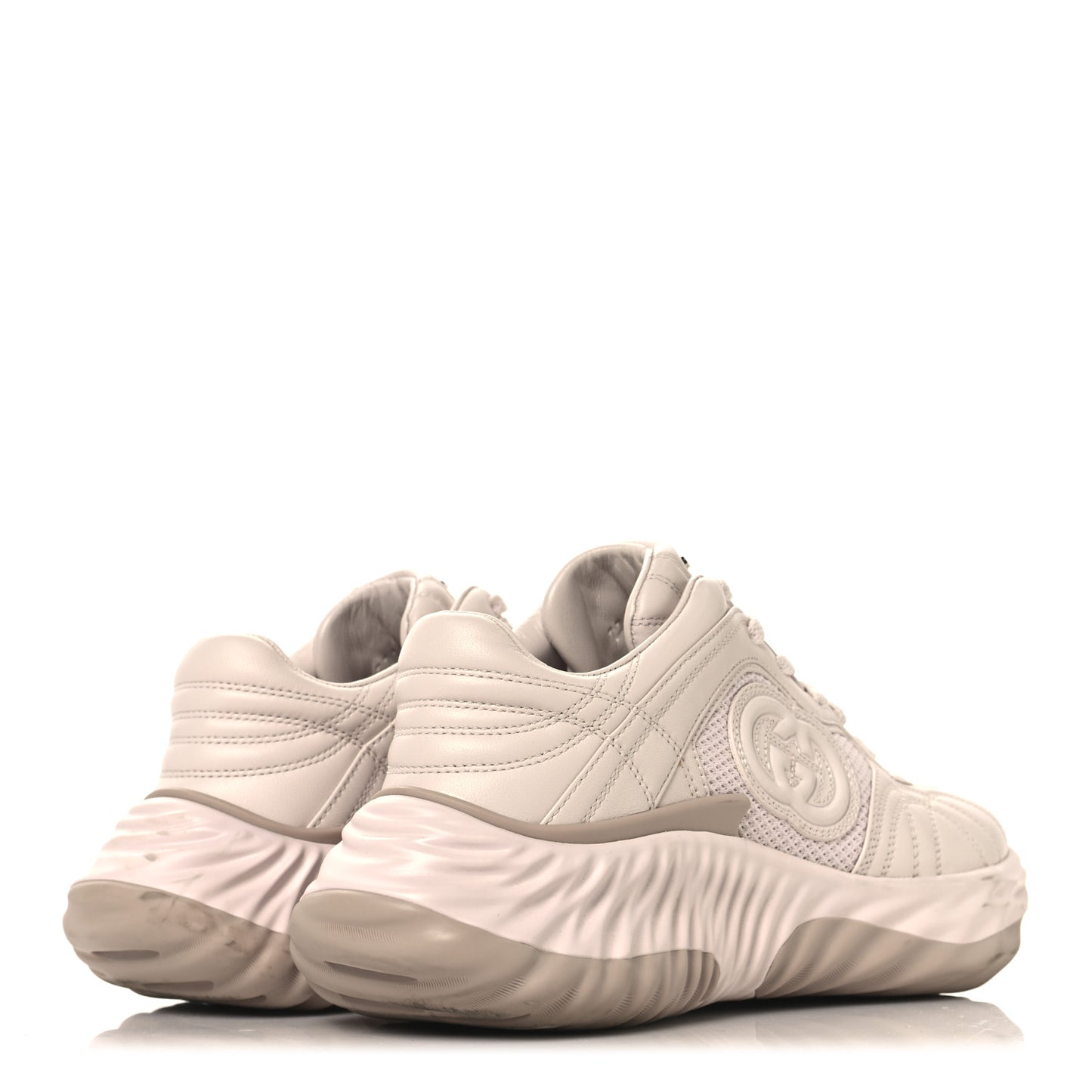 Calfskin Interlocking G Ripple Womens Platform Sneakers 37 Light Pink