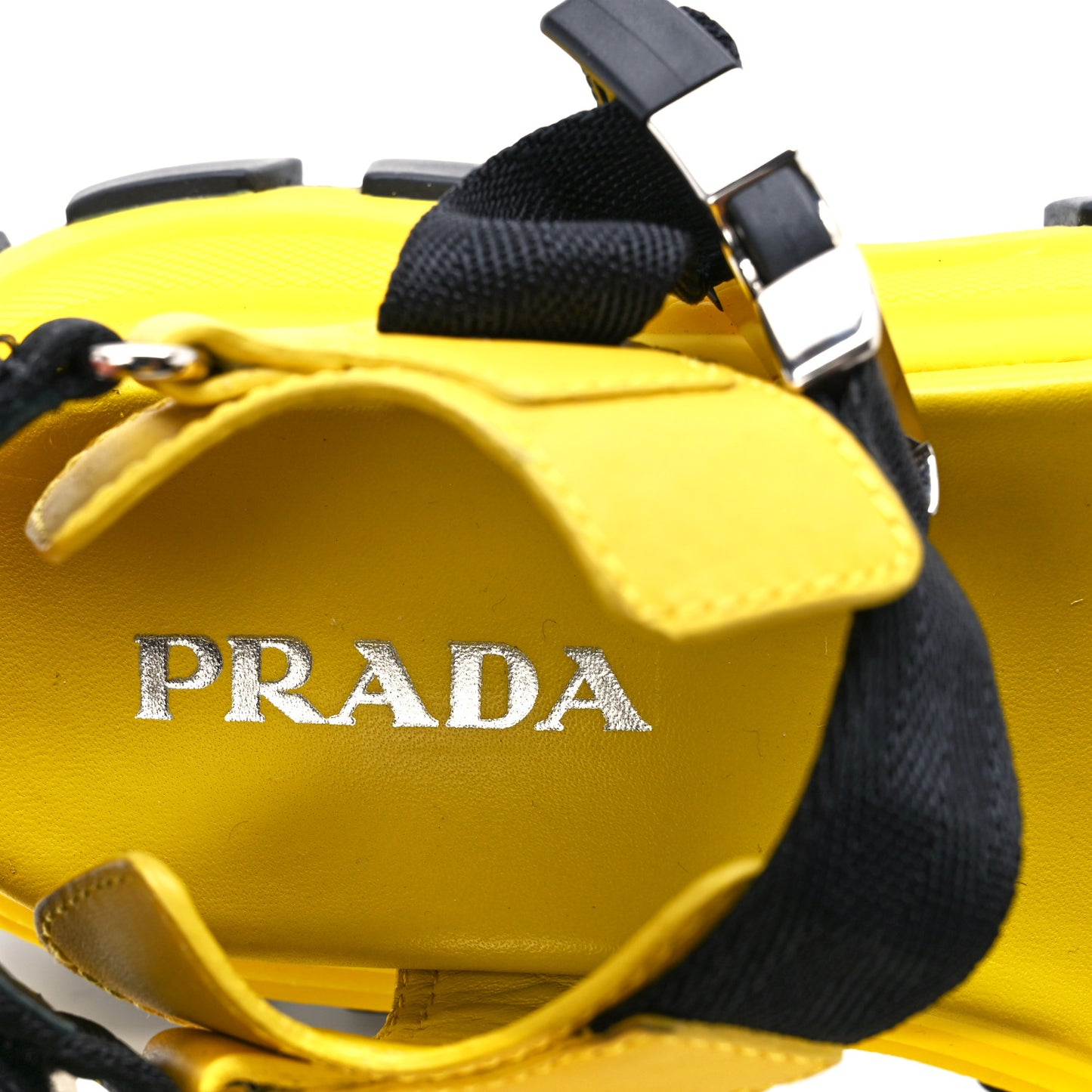 Brushed Calfskin Monolith Pegasus Thunder Sandals 38 Yellow Black