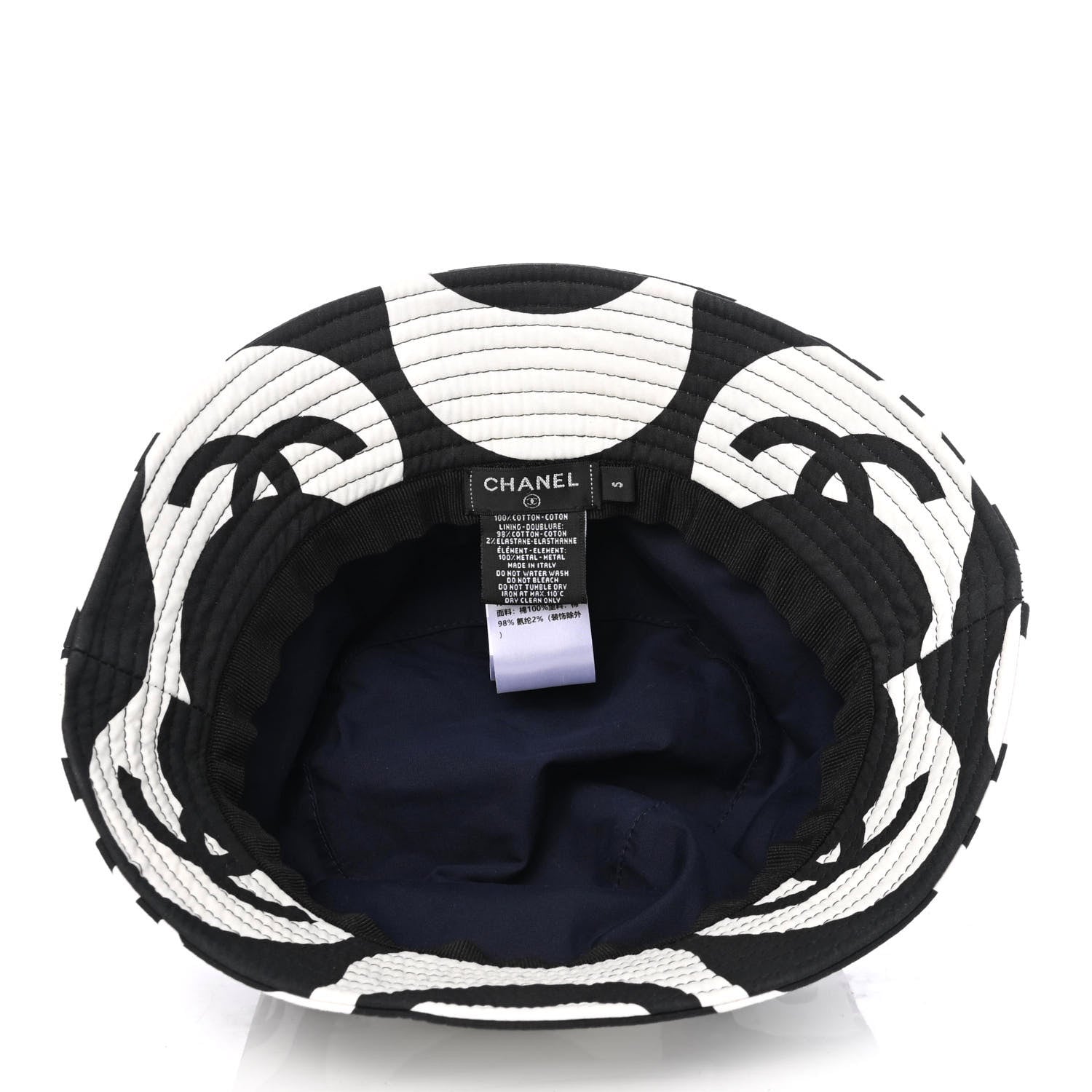 Chanel Canvas Bucket Hat S Black White 3 of 4
