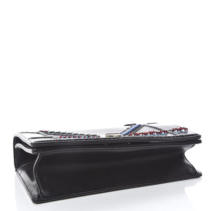 Christian Dior Calfskin Crystal Embroidered Medium Diorama Flap Bag Black 4 of 11