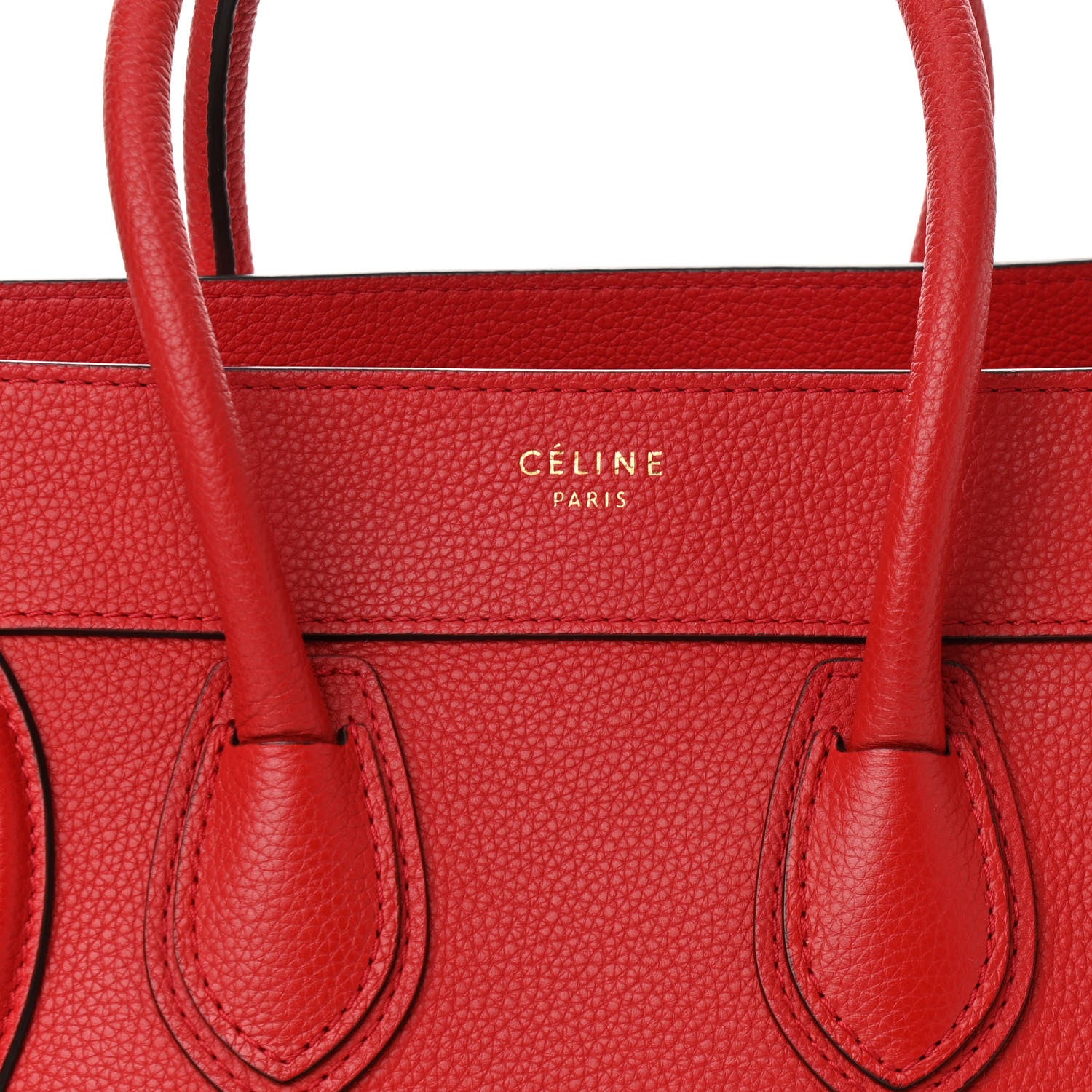 Celine Drummed Calfskin Micro Luggage Coquelicot 7 of 9