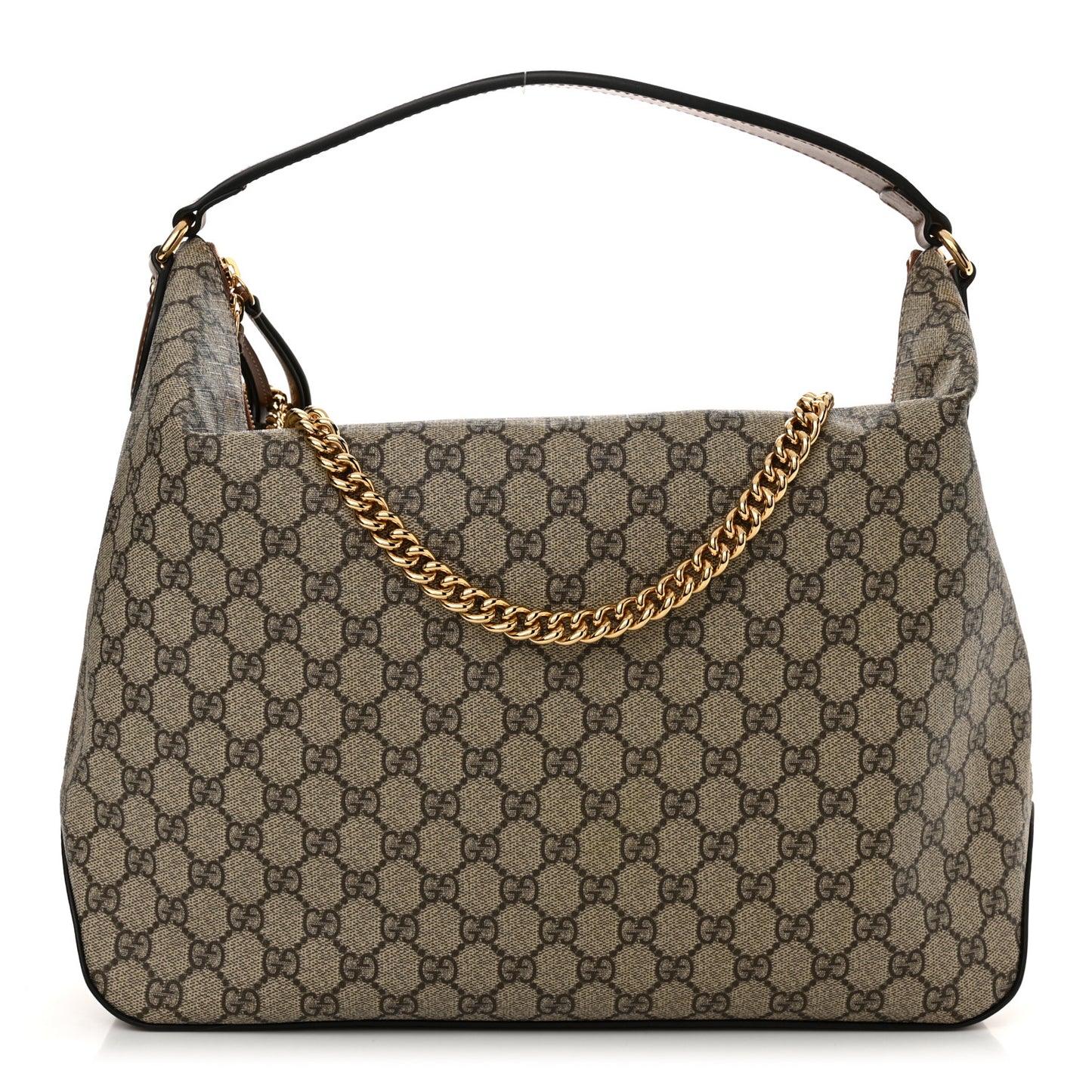 GG Supreme Monogram Large Linea A Hobo Light Brown
