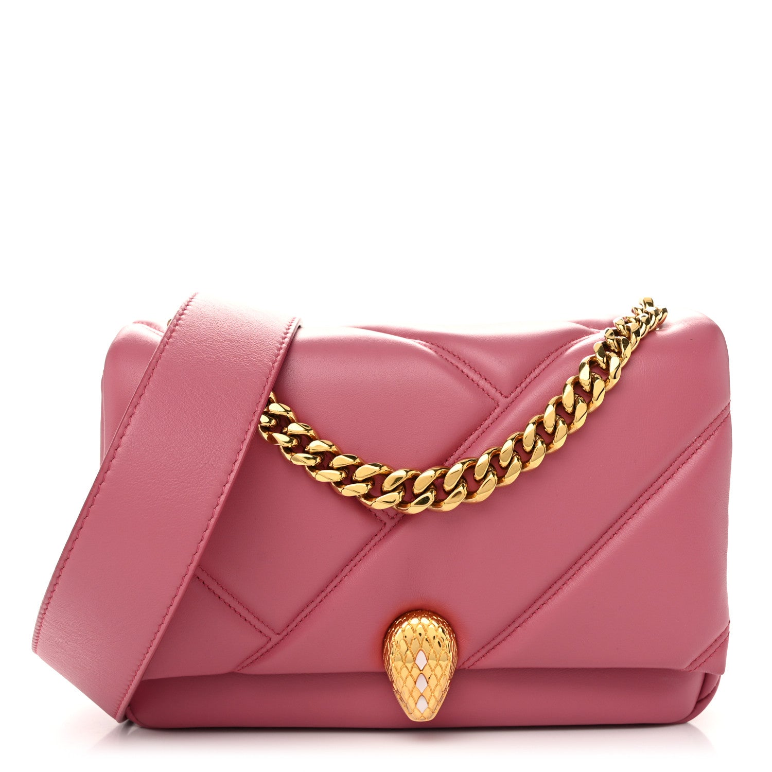Bulgari Calfskin Matelasse Mini Serpenti Cabochon Crossbody Bag Pink 1 of 10