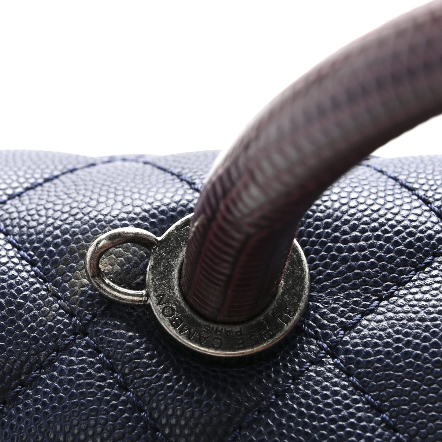 Caviar Lizard Quilted Medium Coco Handle Flap Navy