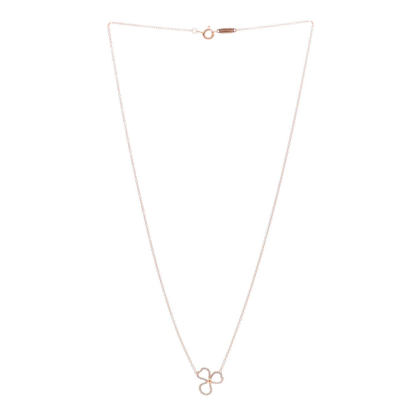 18K Rose Gold Diamond Small Paper Flowers Pendant Necklace