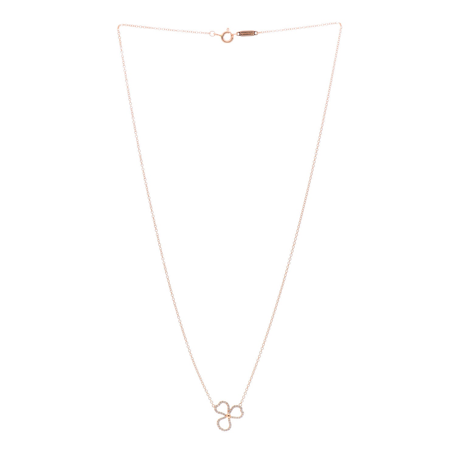Tiffany 18K Rose Gold Diamond Small Paper Flowers Pendant Necklace 2 of 4