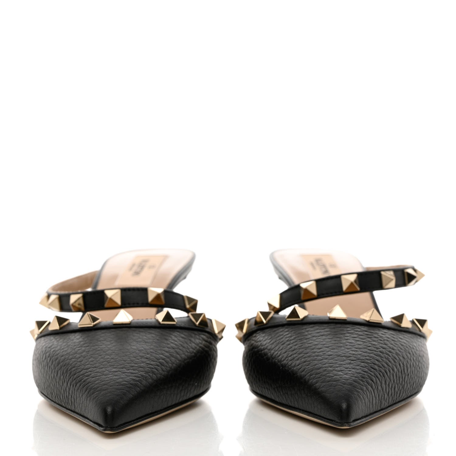 Valentino Garavani Pebbled Calfskin Rockstud Cross Strap 50mm Mules 37 Black 2 of 9