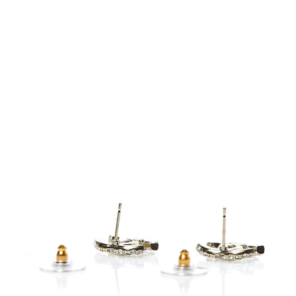 Chanel Crystal CC Earrings Light Gold 3 of 5