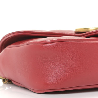 Gucci Calfskin Matelasse Super Mini GG Marmont Shoulder Bag Hibiscus Red 5 of 11