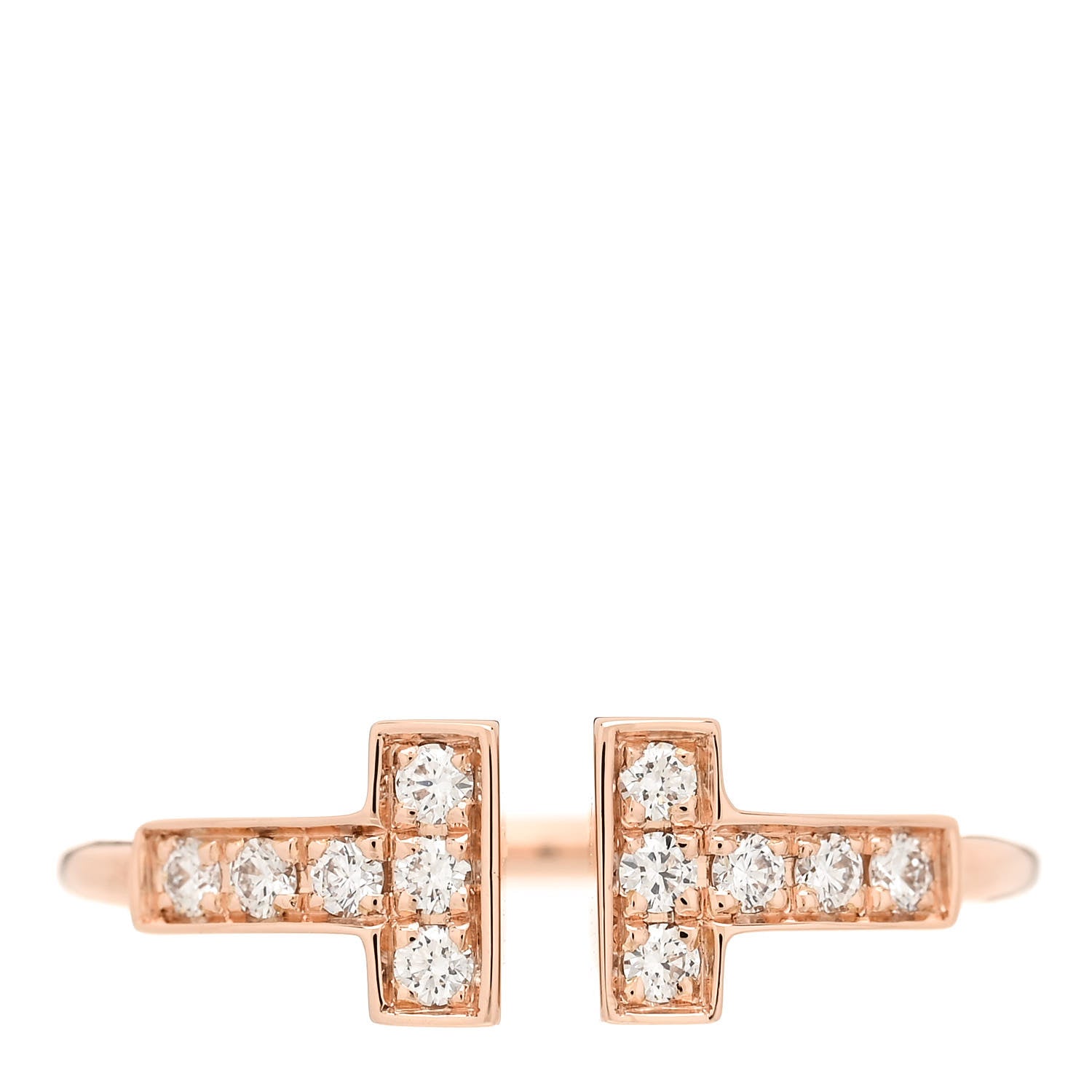 Tiffany 18K Rose Gold Diamond T Wire Ring 49 5 1 of 5
