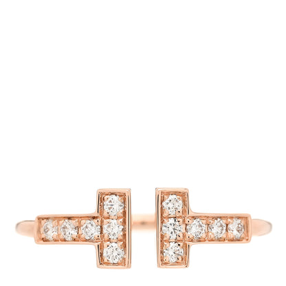 Tiffany 18K Rose Gold Diamond T Wire Ring 49 5 1 of 5