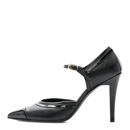 Chanel Patent Calfskin CC Ankle Strap Pumps 38 Black 1 of 10