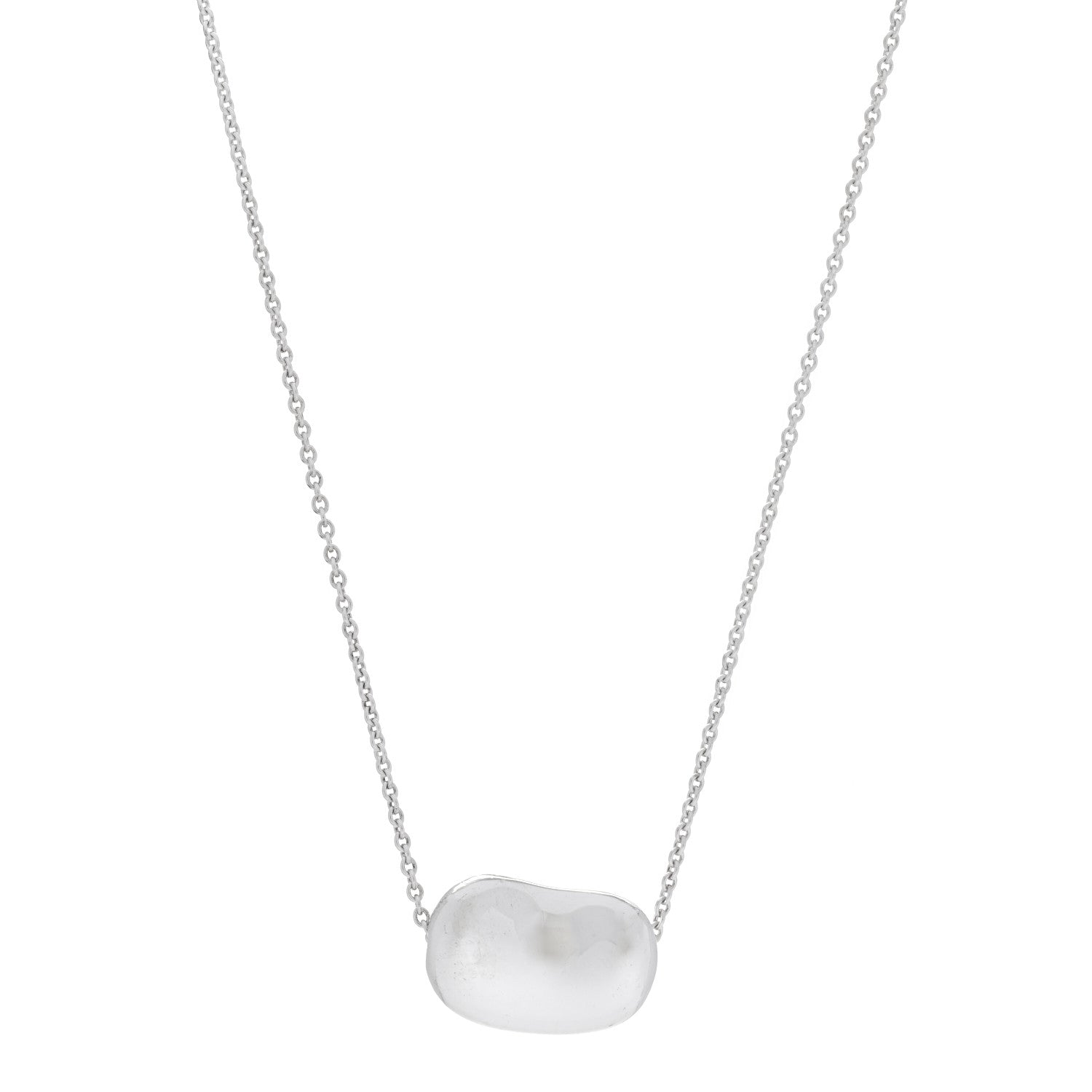Tiffany Sterling Silver 20mm Elsa Peretti Bean Pendant Necklace 1 of 5