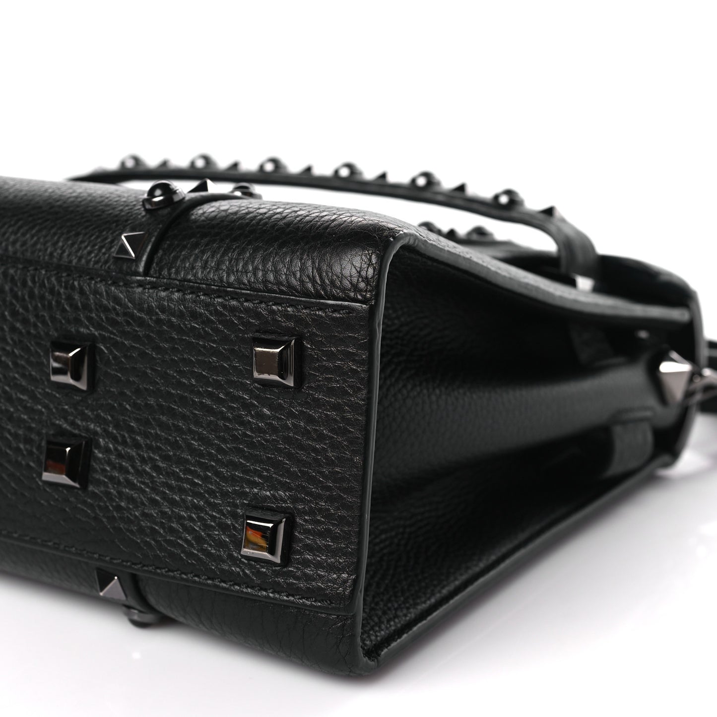 Grainy Calfskin Onyx Small My Rockstud Rolling Frame Bag Black
