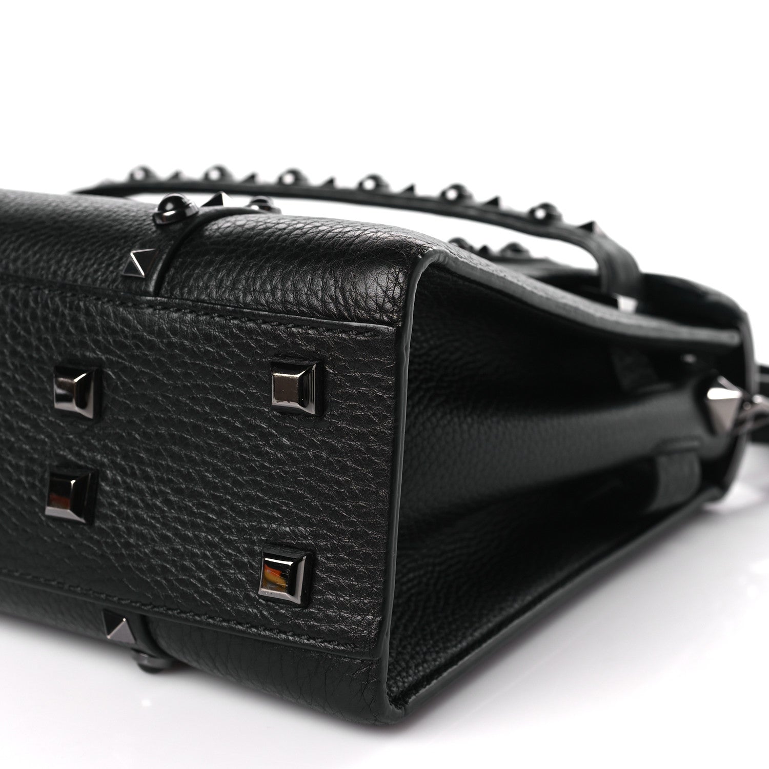 Valentino Garavani Grainy Calfskin Onyx Small My Rockstud Rolling Frame Bag Black 8 of 8