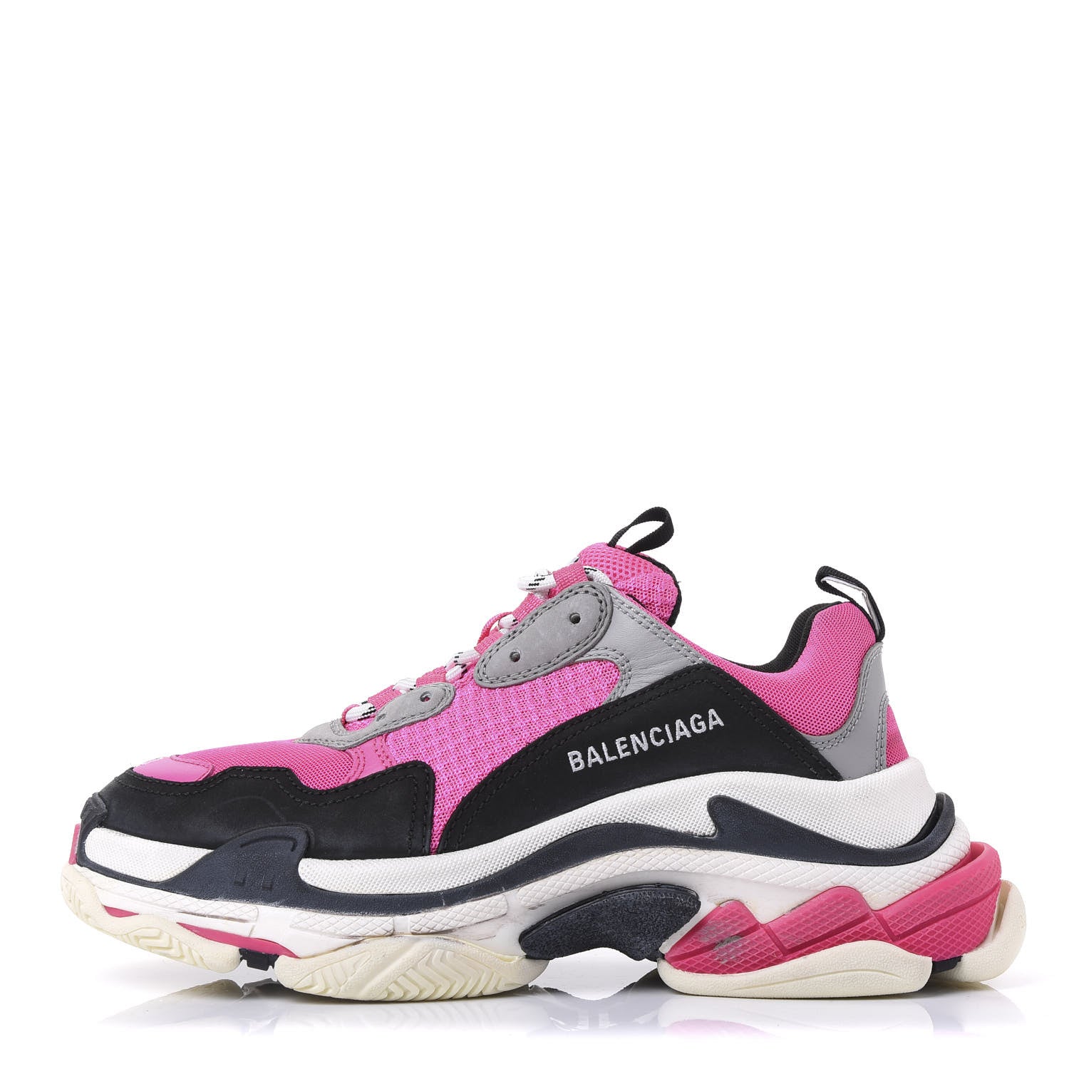 Balenciaga Fabric Mesh Womens Triple S Sneakers 40 Fluo Pink Grey White 1 of 9