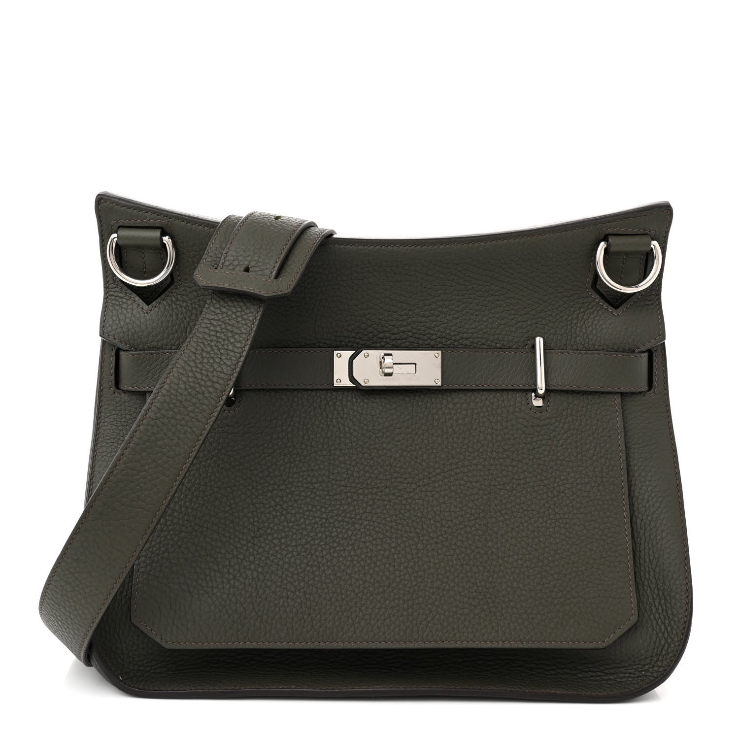 Hermes Taurillon Clemence Jypsiere 34 Vert De Gris 1 of 13