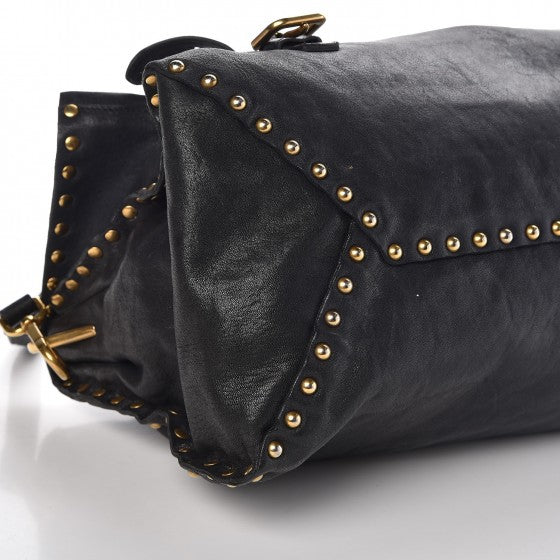 Nappa Studded Aviator Satchel Blue