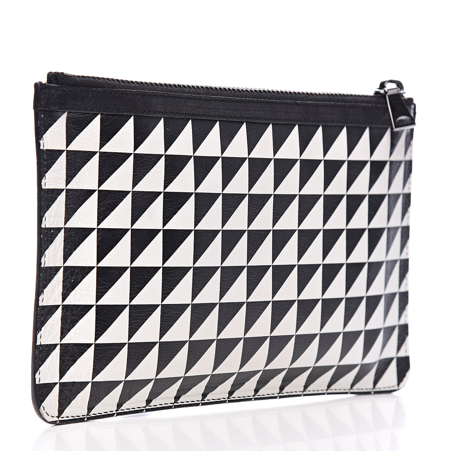Proenza Schouler Calfskin Triangle Print Zip Pouch Black White 3 of 6