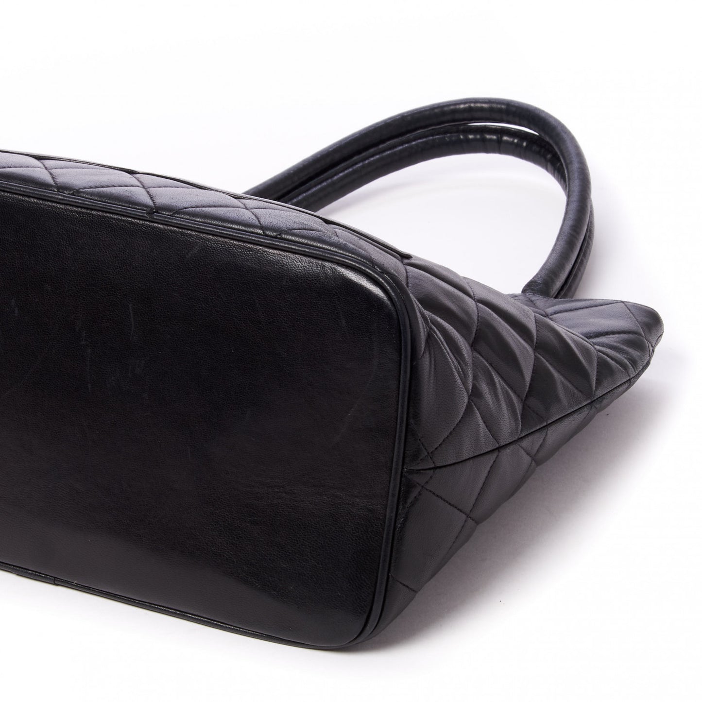 Lambskin Quilted Medallion Tote Black