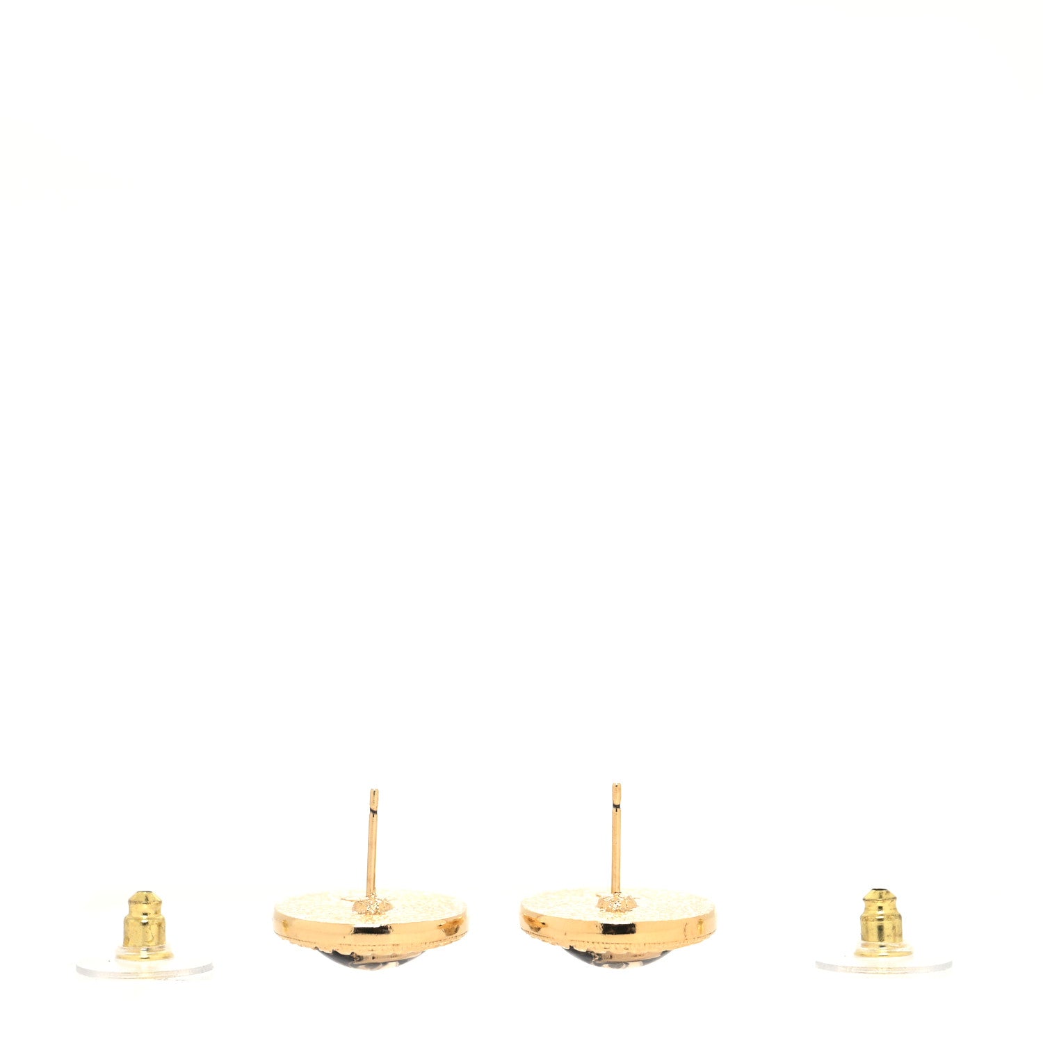 Chanel Resin CC Chain Round Earrings Gold Black 4 of 4