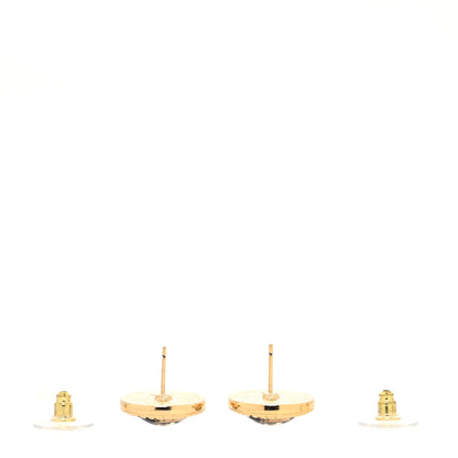 Chanel Resin CC Chain Round Earrings Gold Black 4 of 4