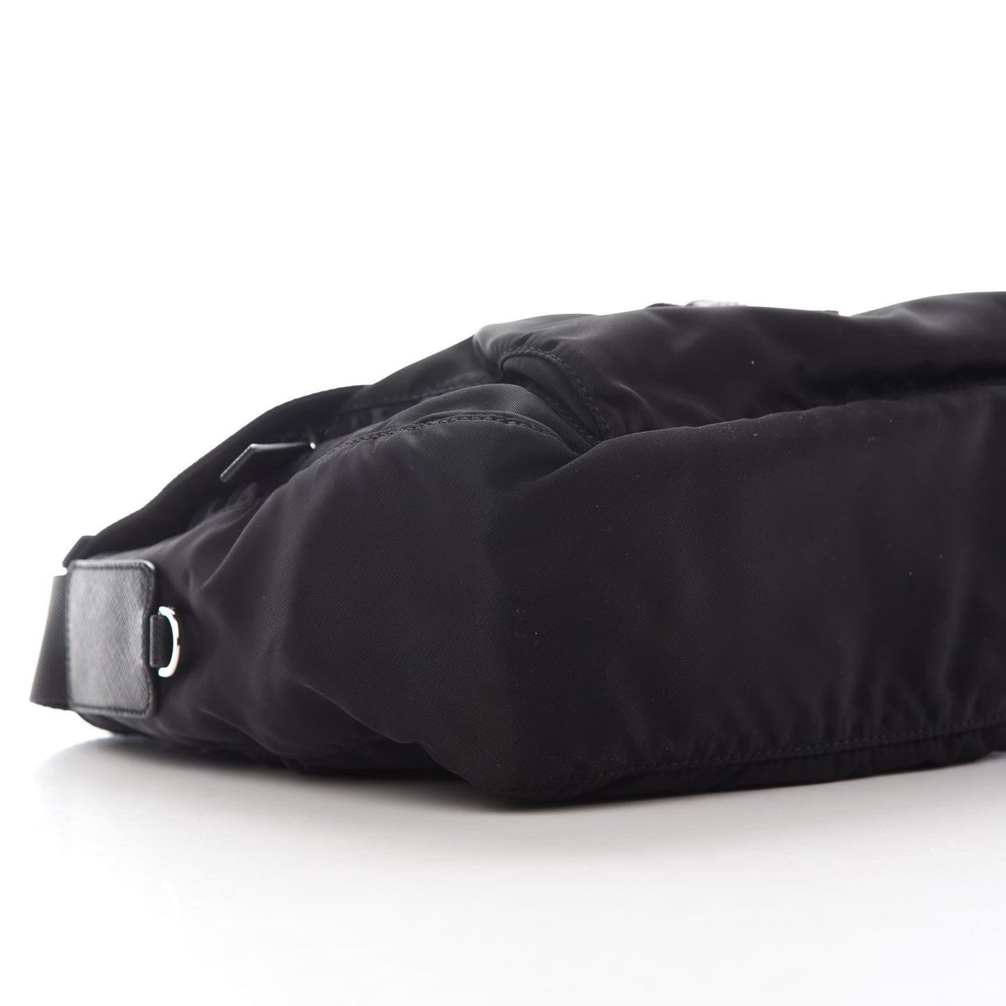 Nylon Vela Saffiano Single Buckle Messenger Shoulder Bag Black