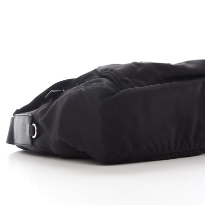 Prada Nylon Vela Saffiano Single Buckle Messenger Shoulder Bag Black 8 of 9